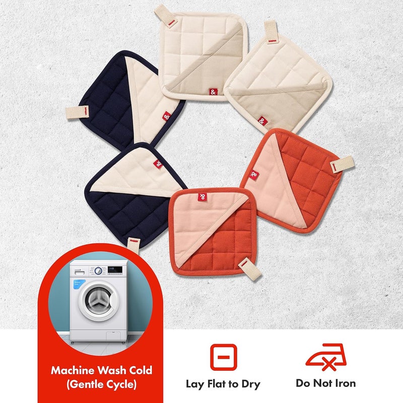 Hedley & Bennett Pot Holder with Pocket - Heat Resistant Kitchen Hot Pot Holders - Blueberry Blue - Image 4